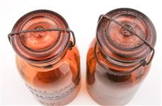 QUART SIZE LIGHTNING FRUIT JARS WITH LIDS - LOT OF 2