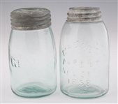 MASON AND GEM FRUIT JARS WITH LIDS - LOT OF 2