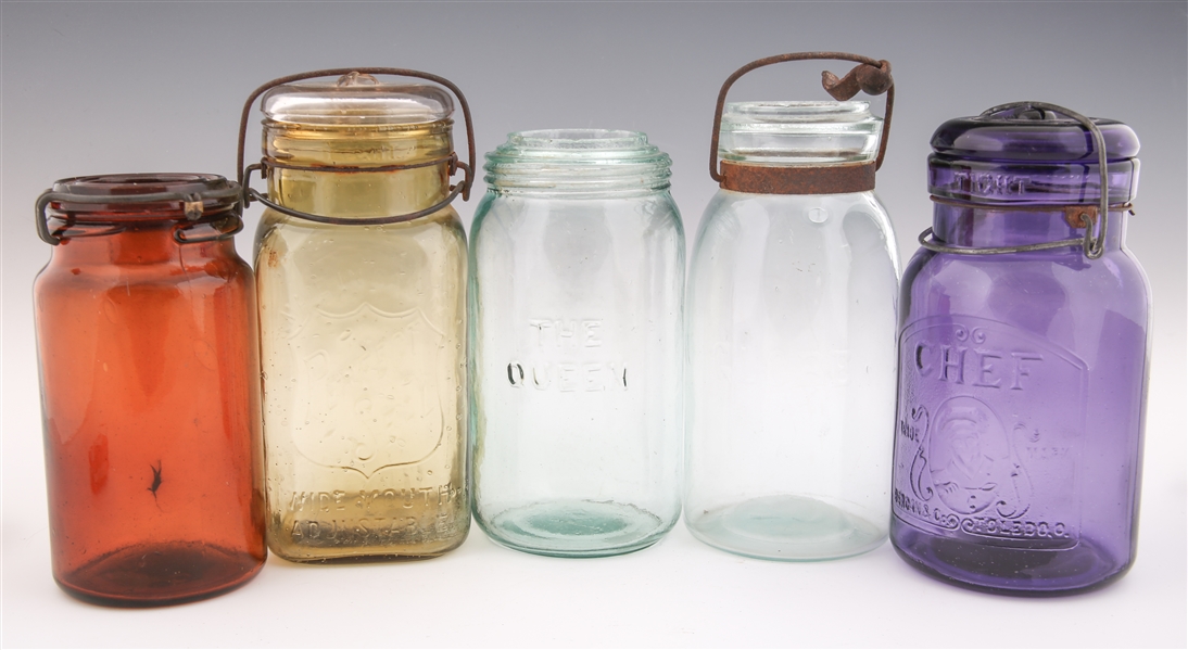 LATE 19TH/EARLY 20TH C. GLASS JARS - LOT OF 5