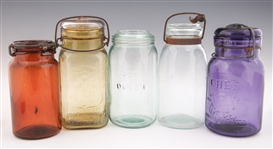 LATE 19TH/EARLY 20TH C. GLASS JARS - LOT OF 5
