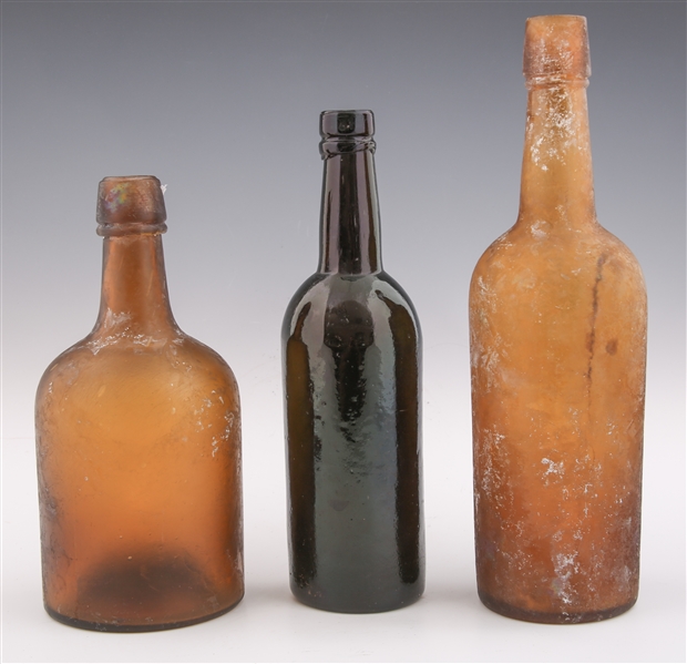 19TH C. GLASS BOTTLES - LOT OF 3