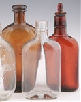 LATE 19TH & 20TH C. GLASS FLASK BOTTLES - LOT OF 5