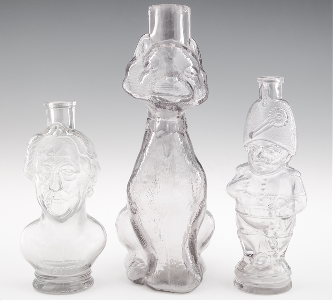 FIGURAL GLASS BOTTLES - LOT OF 3
