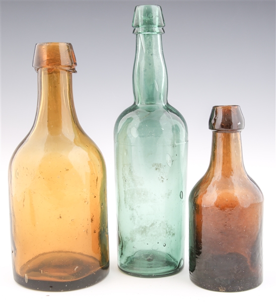 19TH C. GLASS BOTTLES - LOT OF 3