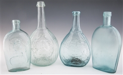 19TH C. GLASS BOTTLES AND FLASKS - LOT OF 4