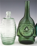 FIGURAL GLASS BOTTLES AND FLASKS - LOT OF 4