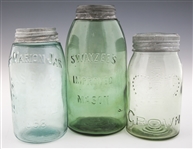 QUART AND HALF GALLON GLASS FRUIT JARS - LOT OF 3