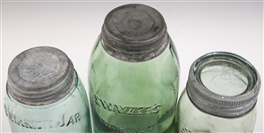 QUART AND HALF GALLON GLASS FRUIT JARS - LOT OF 3