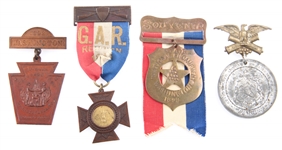 LATE 19TH C. GRAND ARMY OF THE REPUBLIC BADGES LOT OF 4