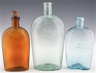 19TH C. AMERICAN GLASS FLASKS - LOT OF 3