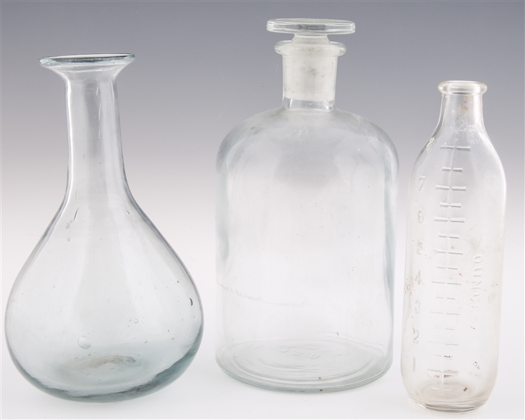 SCIENTIFIC GLASS FLASKS - LOT OF 3