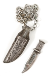 STERLING SILVER MINIATURE DAGGER & SCABBARD ON CHAIN