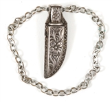 STERLING SILVER MINIATURE DAGGER & SCABBARD ON CHAIN