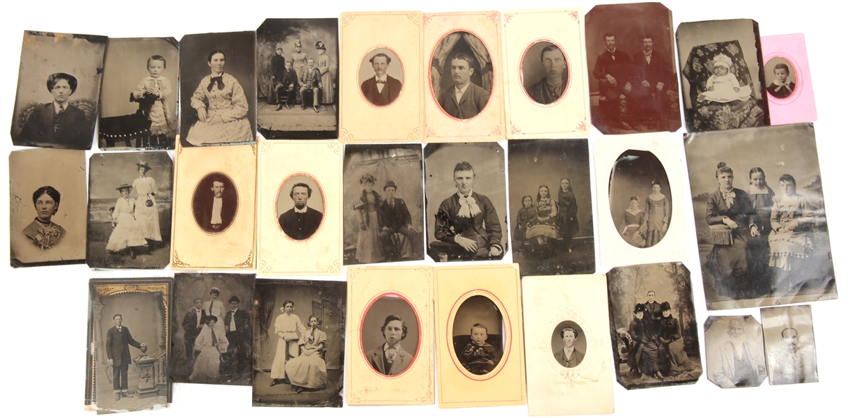 19TH C. TINTYPE PORTRAITS - LOT OF 28