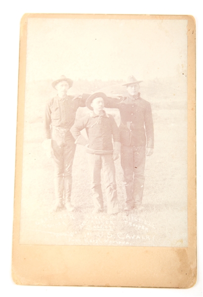 19TH C. CABINET CARD OF 1ST CAVALRY ROUGH RIDERS