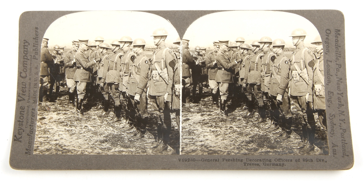WWI ERA GENERAL PERSHING & 89TH DIVISION STEREOVIEW