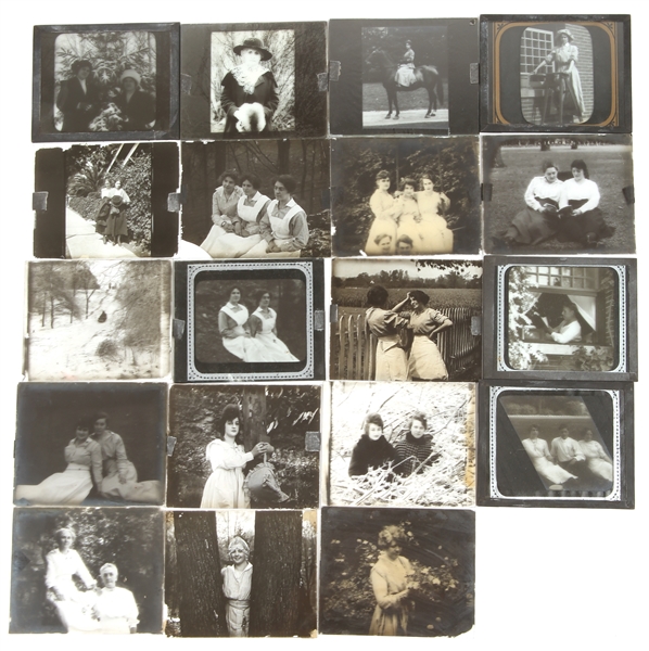 19TH C. LANTERN GLASS SLIDES - WOMEN & MEN 