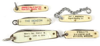 MINI ADVERTISING PROMOTIONAL POCKETKNIVES - LOT OF 5