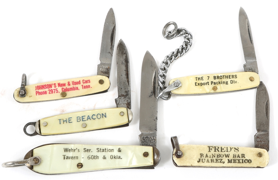 MINI ADVERTISING PROMOTIONAL POCKETKNIVES - LOT OF 5
