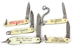 MINI ADVERTISING PROMOTIONAL POCKETKNIVES - LOT OF 5