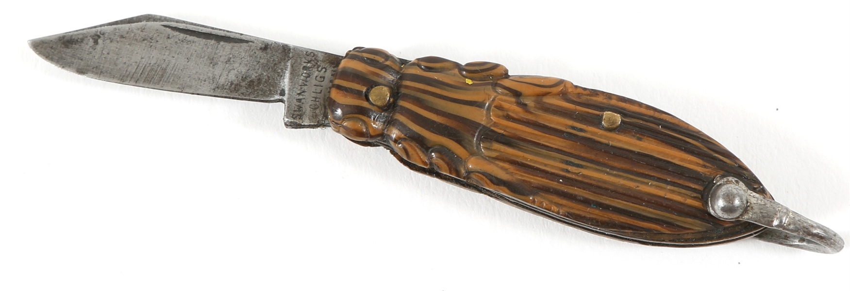 SWAN WORKS GERMANY MINIATURE CELLULOID BUG POCKETKNIFE