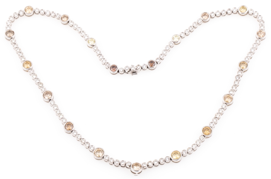 LADIES 18K WHITE GOLD DIAMOND NECKLACE 8.06 CTW