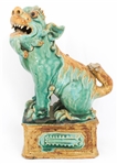 CHINESE CARVED SOAPSTONE INK WELL, FIGURINE & FOO DOG