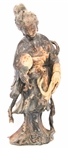 CHINESE CARVED SOAPSTONE INK WELL, FIGURINE & FOO DOG