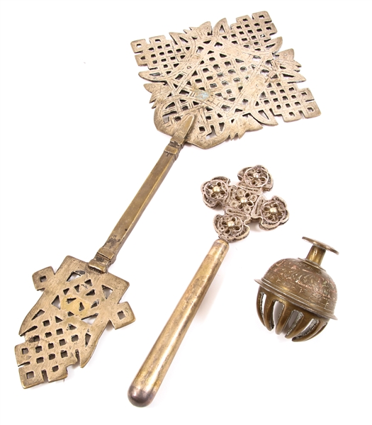 ETHIOPIAN LITURGICAL COPTIC CROSSES & ALTER BELL
