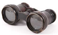 19TH C. JUMELLE CHEVALIER LEATHER CASE OPERA GLASSES 