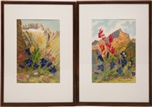 SIGNED FLORAL LANDSCAPES WATERCOLOR ON PAPER - LOT OF 2