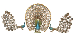 MID CENTURY BURWOOD PEACOCK WALL ORNAMENT - LOT OF 3