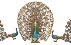 MID CENTURY BURWOOD PEACOCK WALL ORNAMENT - LOT OF 3