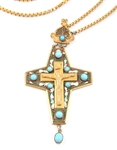 ENAMELED BRASS PECTORAL CROSS CRUCIFIX