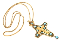 ENAMELED BRASS PECTORAL CROSS CRUCIFIX