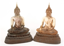 BUDDHA SEATED IN BHUMISPARSHA MUDRA STATUES - LOT OF 2