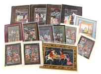 MUGHAL EMPIRE COURT SCENE MINIATURE PAINTINGS ON SILK