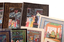 MUGHAL EMPIRE COURT SCENE MINIATURE PAINTINGS ON SILK