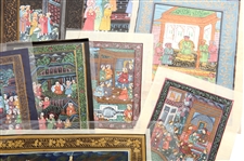MUGHAL EMPIRE COURT SCENE MINIATURE PAINTINGS ON SILK
