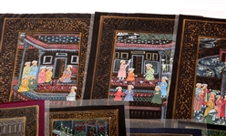 MUGHAL EMPIRE COURT SCENE MINIATURE PAINTINGS ON SILK