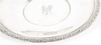 STERLING SILVER SALT CELLAR & PLATTER - LOT OF 2