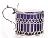 STERLING SILVER SALT CELLAR & PLATTER - LOT OF 2
