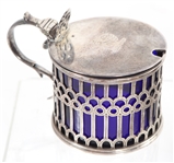 STERLING SILVER SALT CELLAR & PLATTER - LOT OF 2