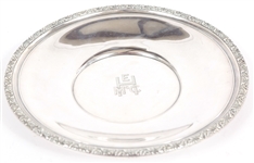 STERLING SILVER SALT CELLAR & PLATTER - LOT OF 2