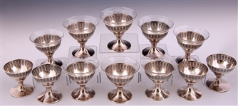 WEBSTER STERLING & GLASS SHERBET CUPS - LOT OF 12