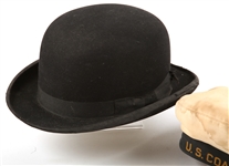 20TH C. HATS - BLACK BOWLER & COAST GUARD