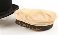 20TH C. HATS - BLACK BOWLER & COAST GUARD