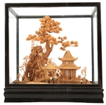 CHINESE CORK CARVING IN CASE
