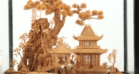 CHINESE CORK CARVING IN CASE
