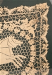 LATE 19TH C. FRAMED LACE SAMPLER OF A GLADIATOR